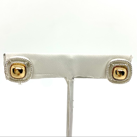 HMN Two Tone Clip On Earrings - Picture 2 of 9